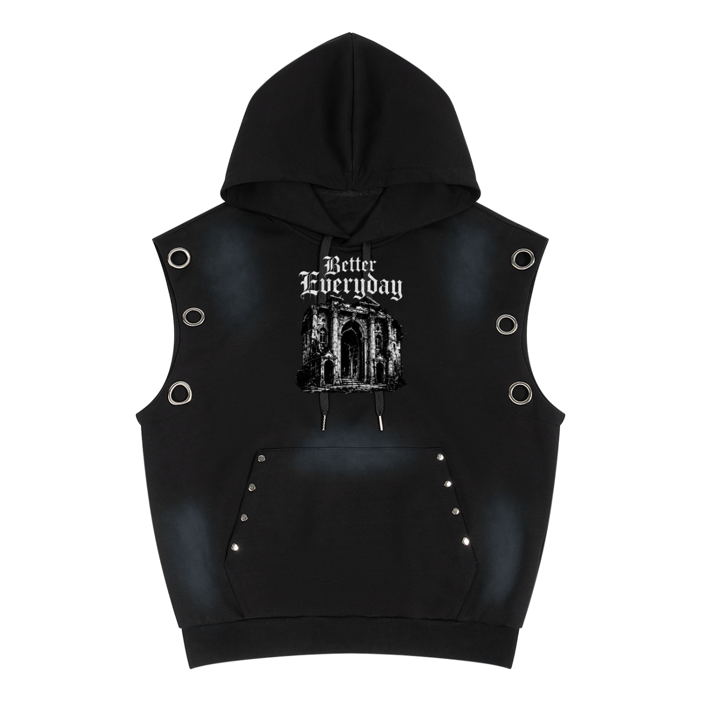 Unisex Vintage Wash Sun Fade Sleeveless Hoodie