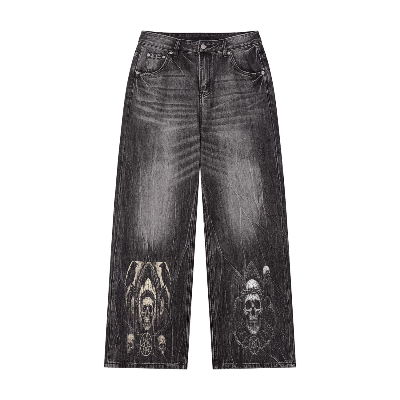 Men’s Vintage Wash Wide Leg Jeans