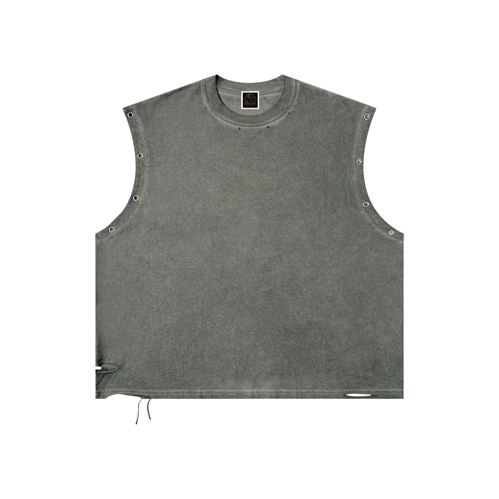 Distressed Grommet Eyelet Tank Top