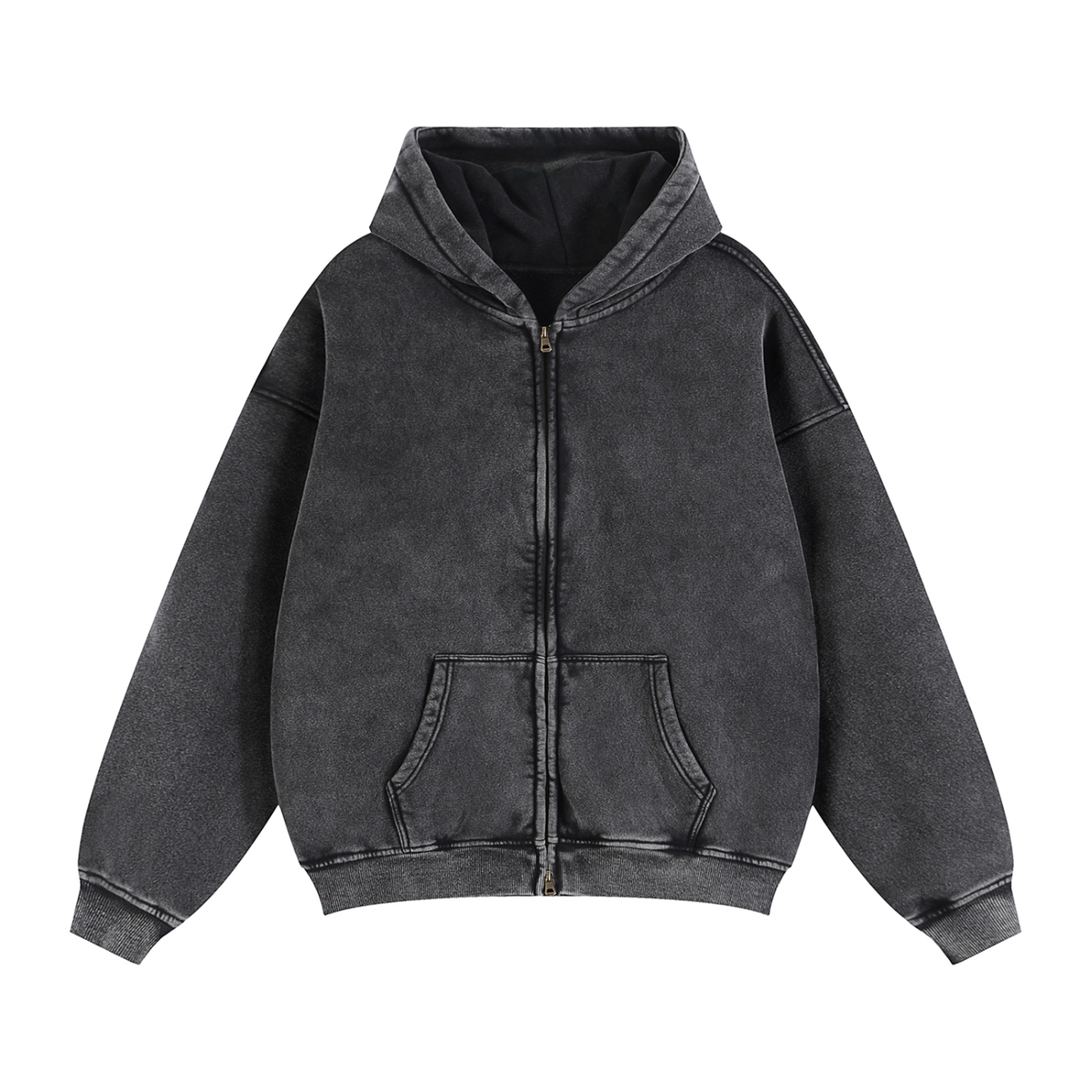 Zip-Through Boxy Fleece Hoodie