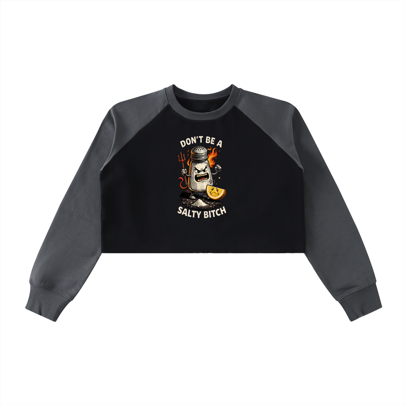 Raw-Hem Color-Block Raglan Crop Sweatshirt