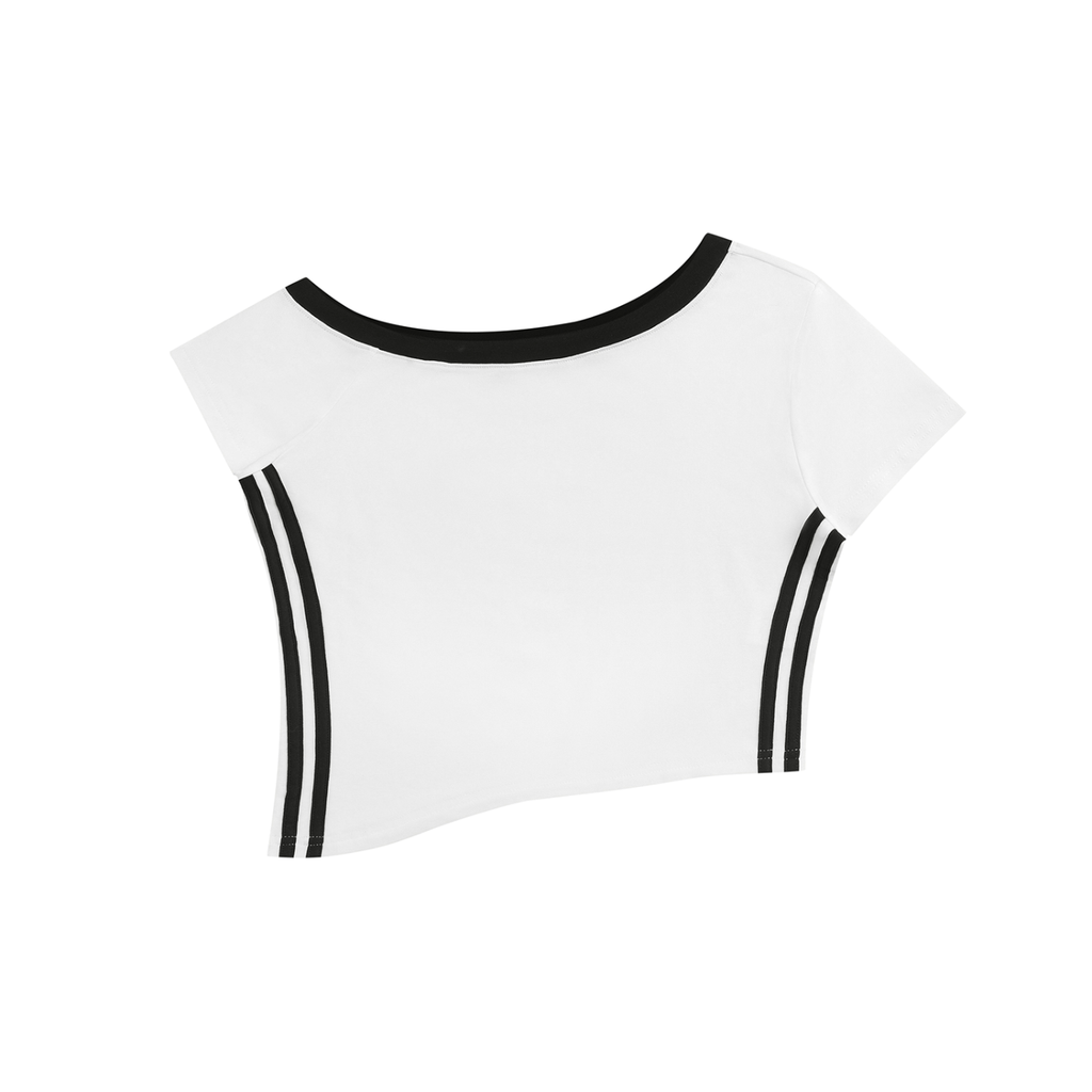 Women's Color Block Off-the-Shoulder T-Shirt