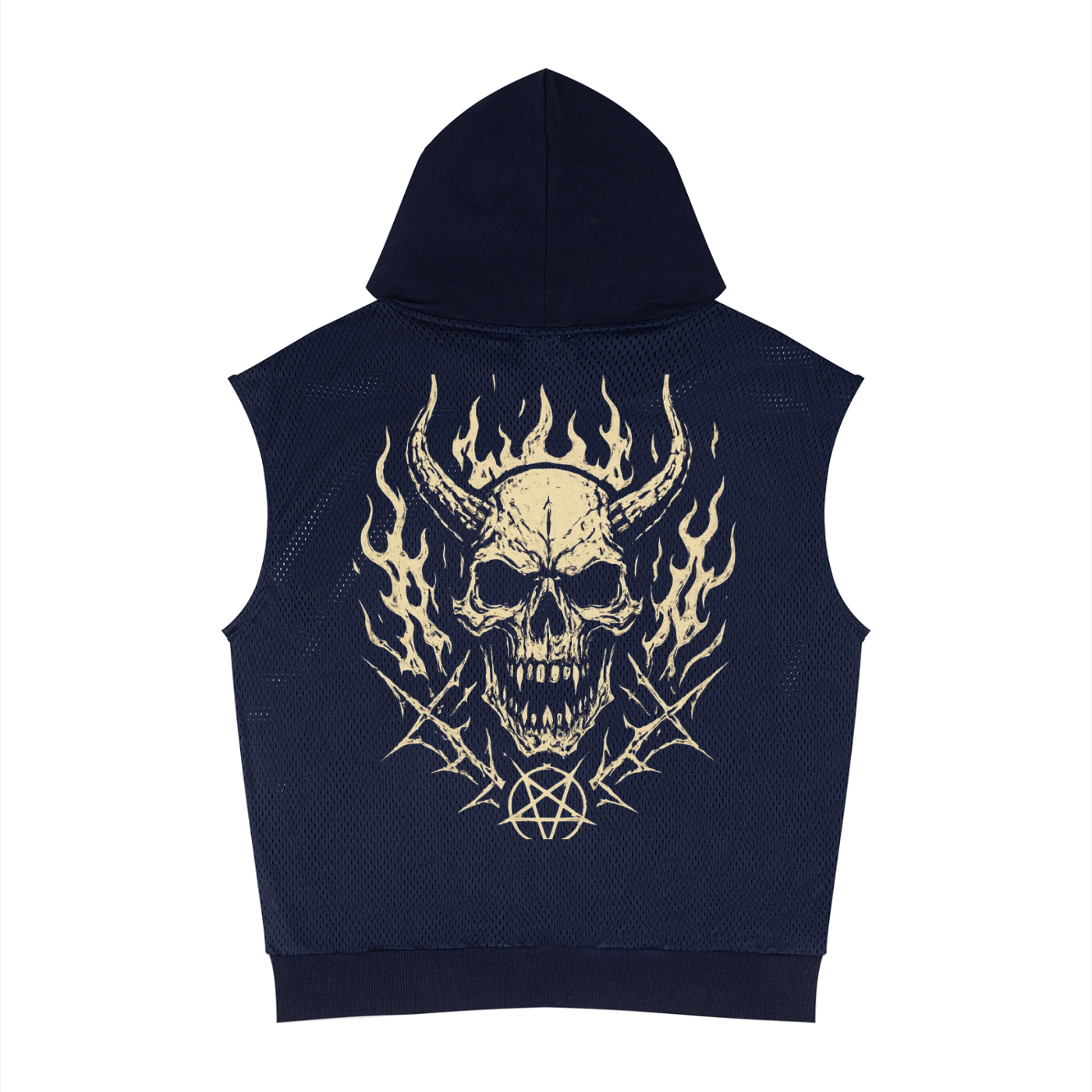 Unisex Panel Mesh Sleeveless Hoodie