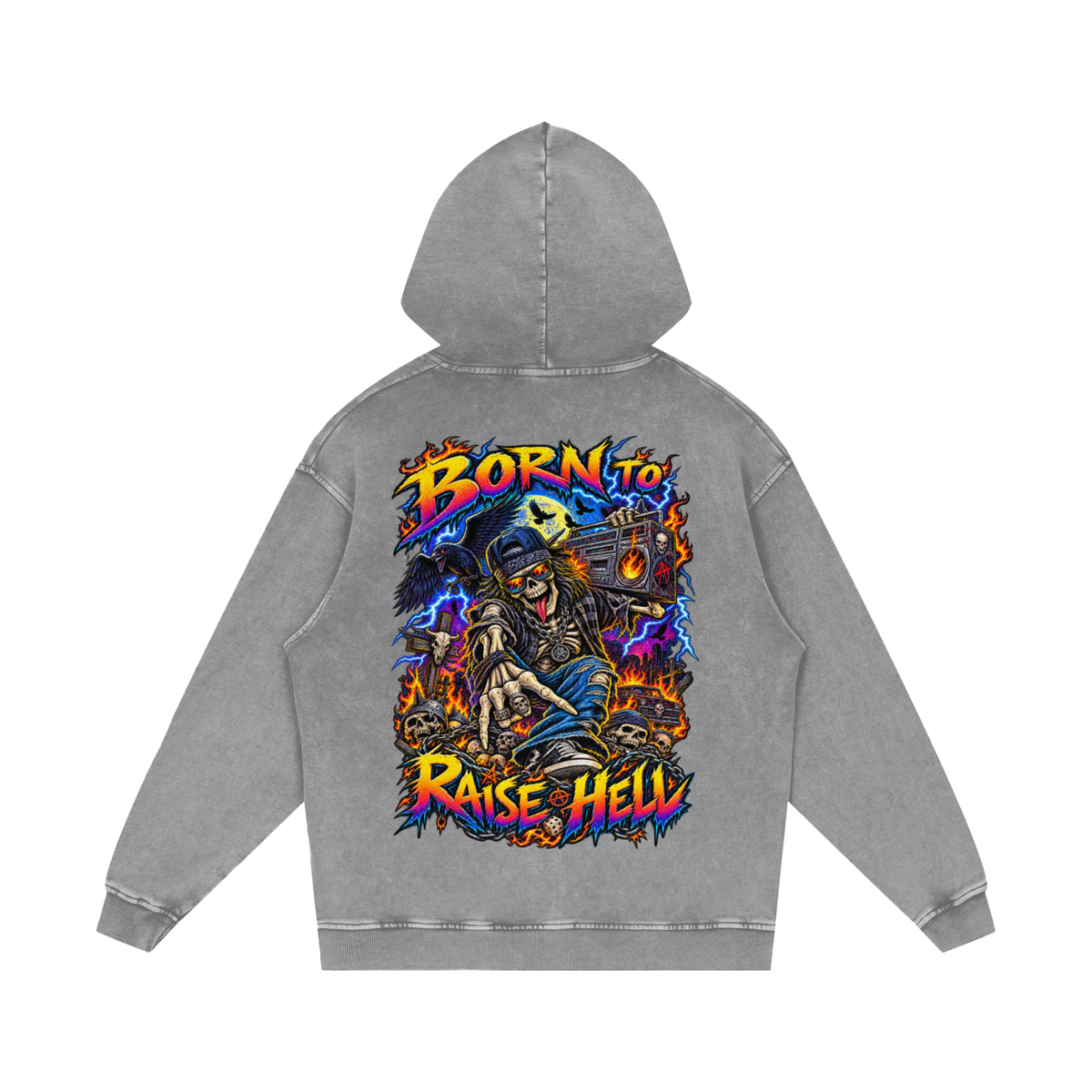 Snow Washed Loose Cotton Hoodie