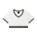 Women's Color Block V-Neck Crop T-Shirt