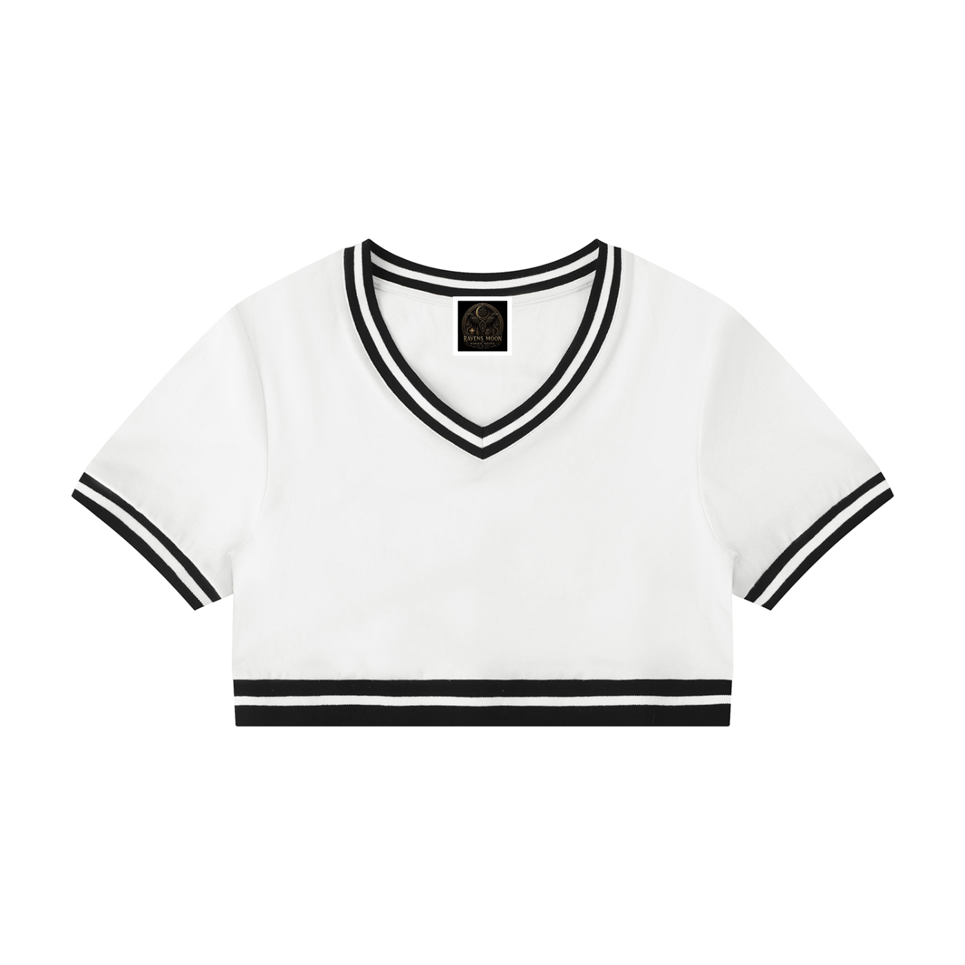 Women's Color Block V-Neck Crop T-Shirt