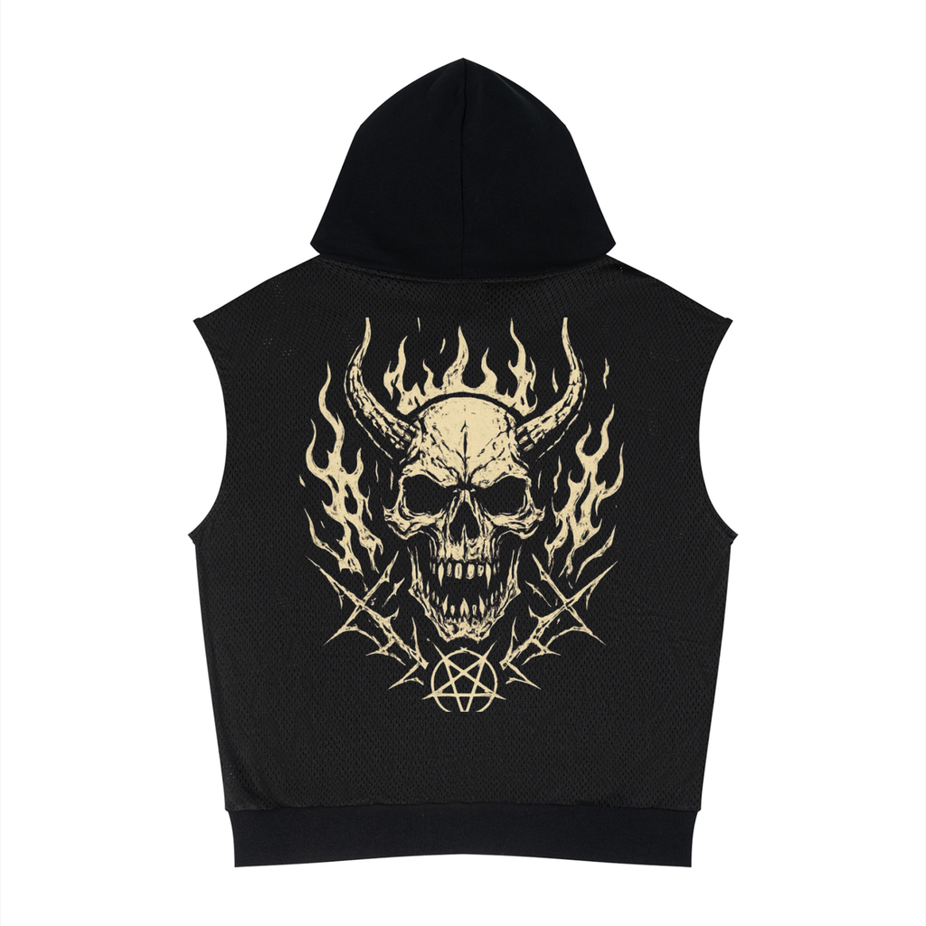 Unisex Panel Mesh Sleeveless Hoodie