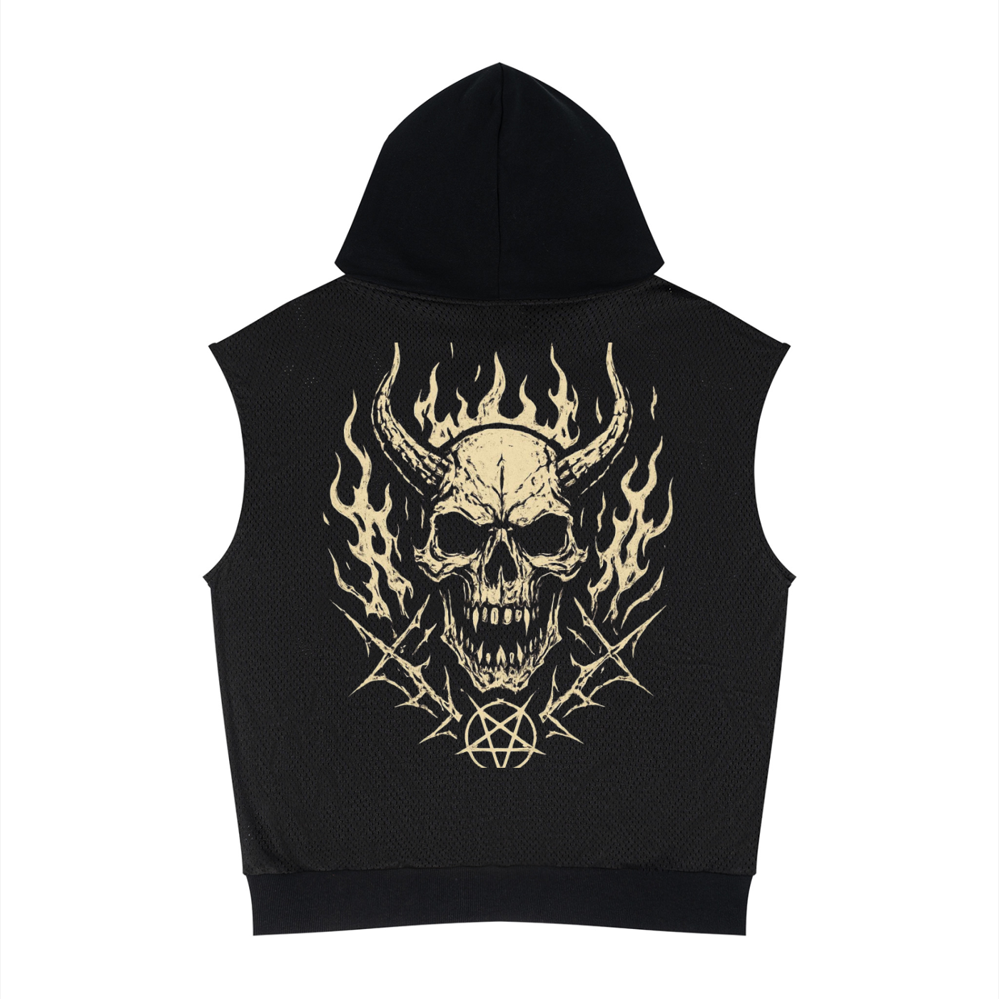 Unisex Panel Mesh Sleeveless Hoodie