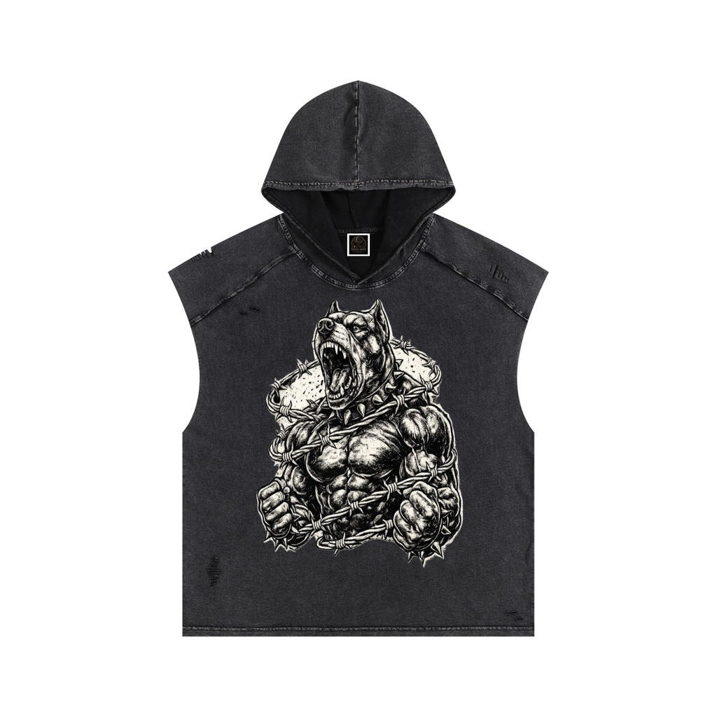 Snow Washed Boxy Hooded Tank Top