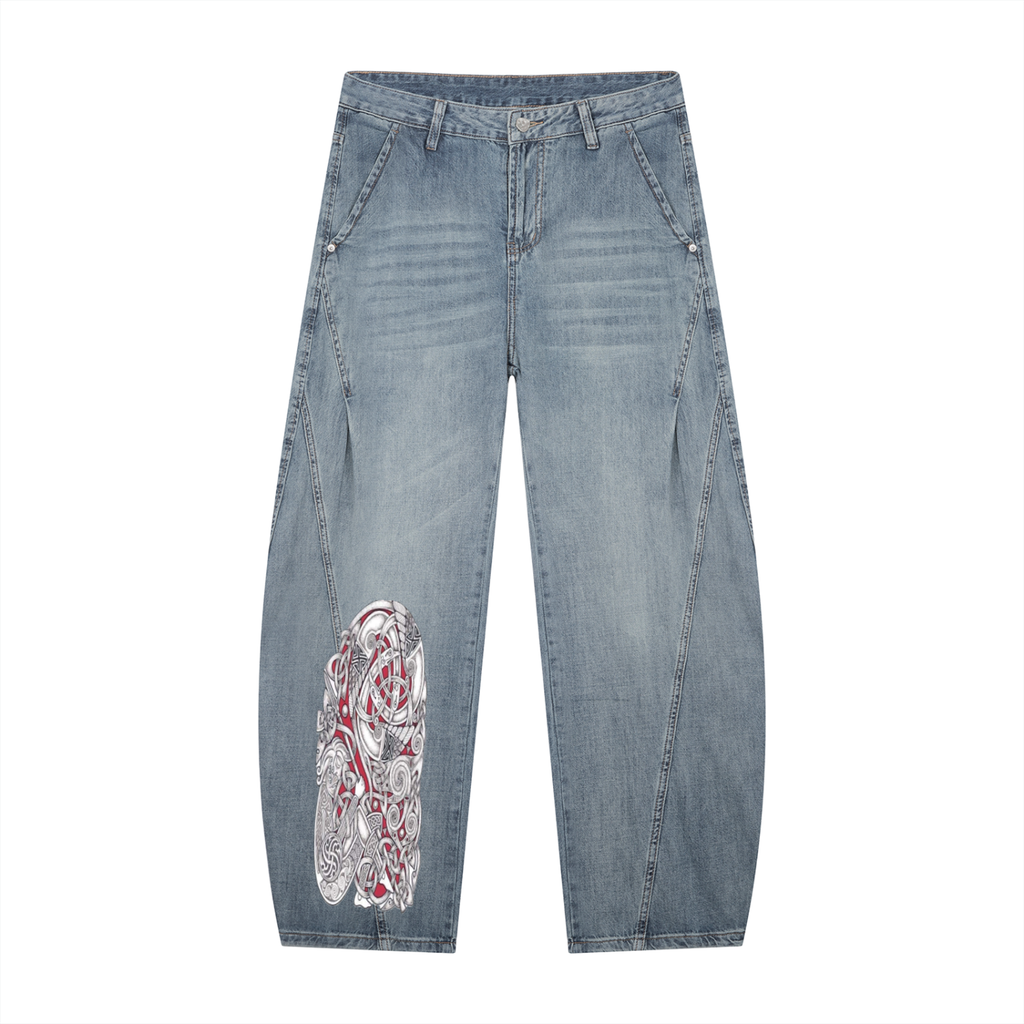 Men's Vintage Wash Barrel Leg Jeans