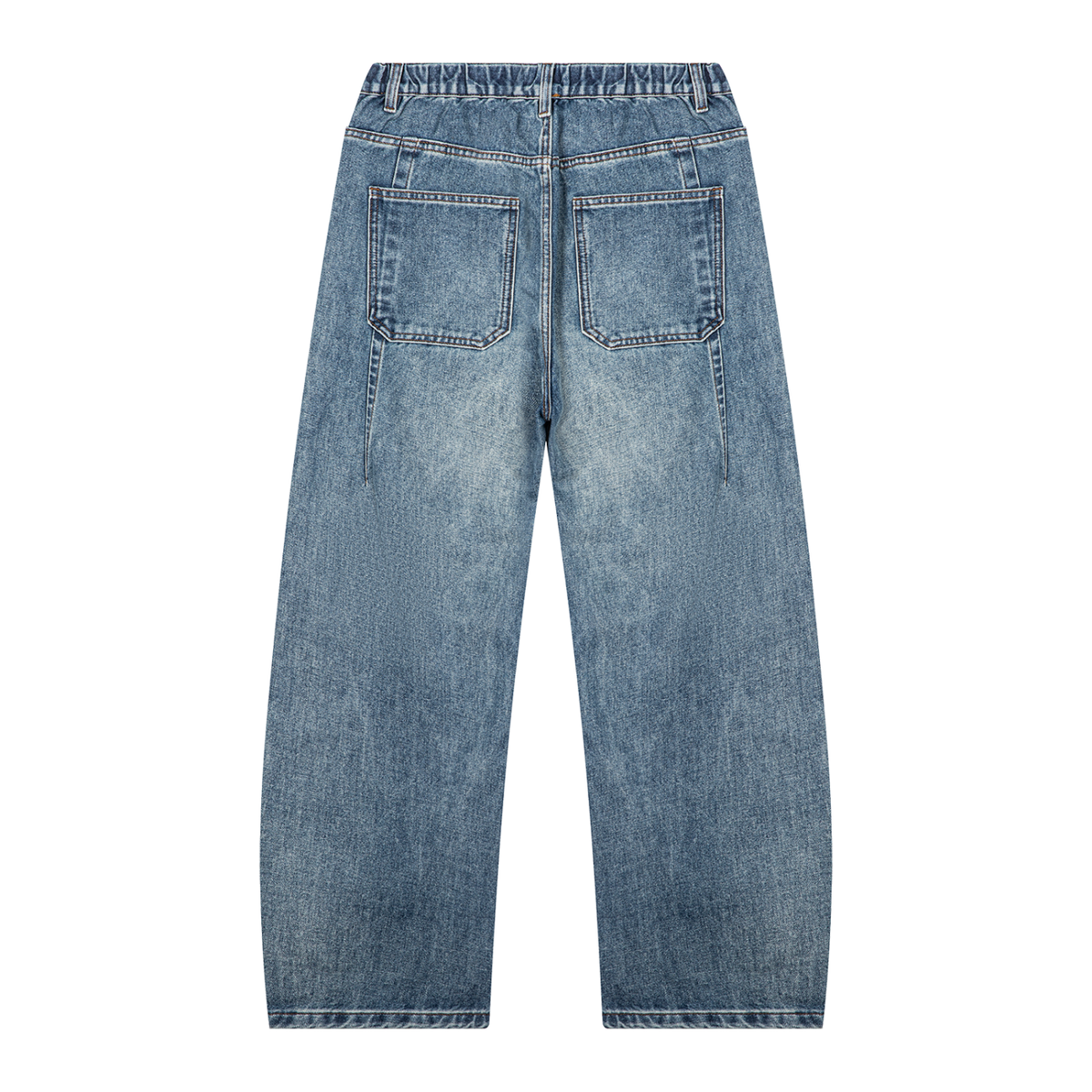 Unisex Vintage Wash Barrel Leg Denim Jeans
