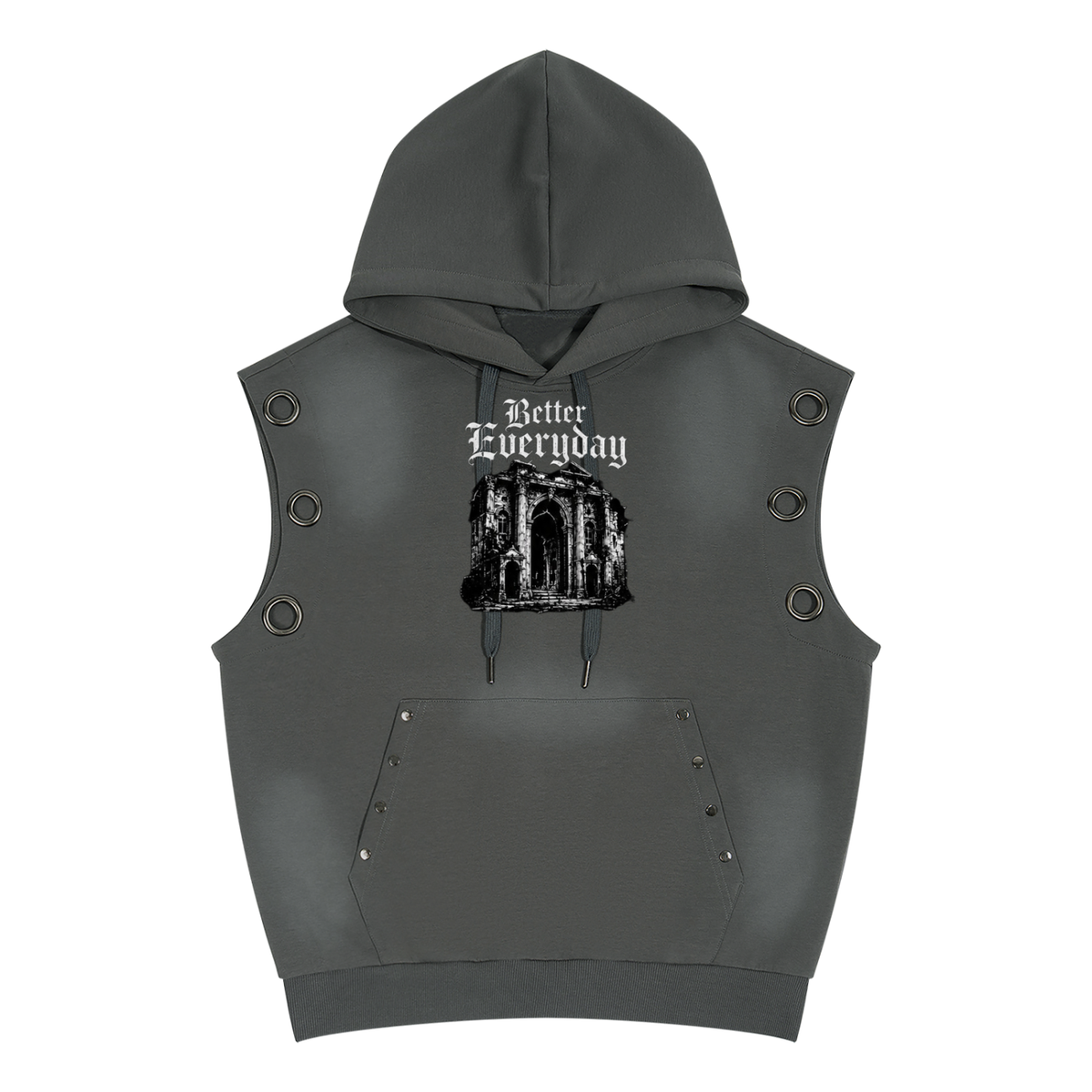 Unisex Vintage Wash Sun Fade Sleeveless Hoodie