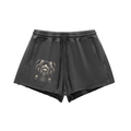 Snow Washed Raw Edge Drawstring Shorts
