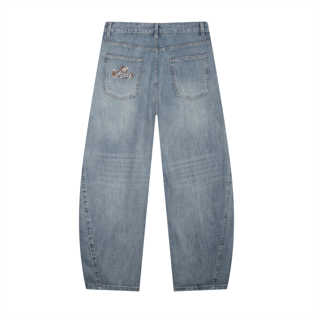 Men's Vintage Wash Barrel Leg Jeans