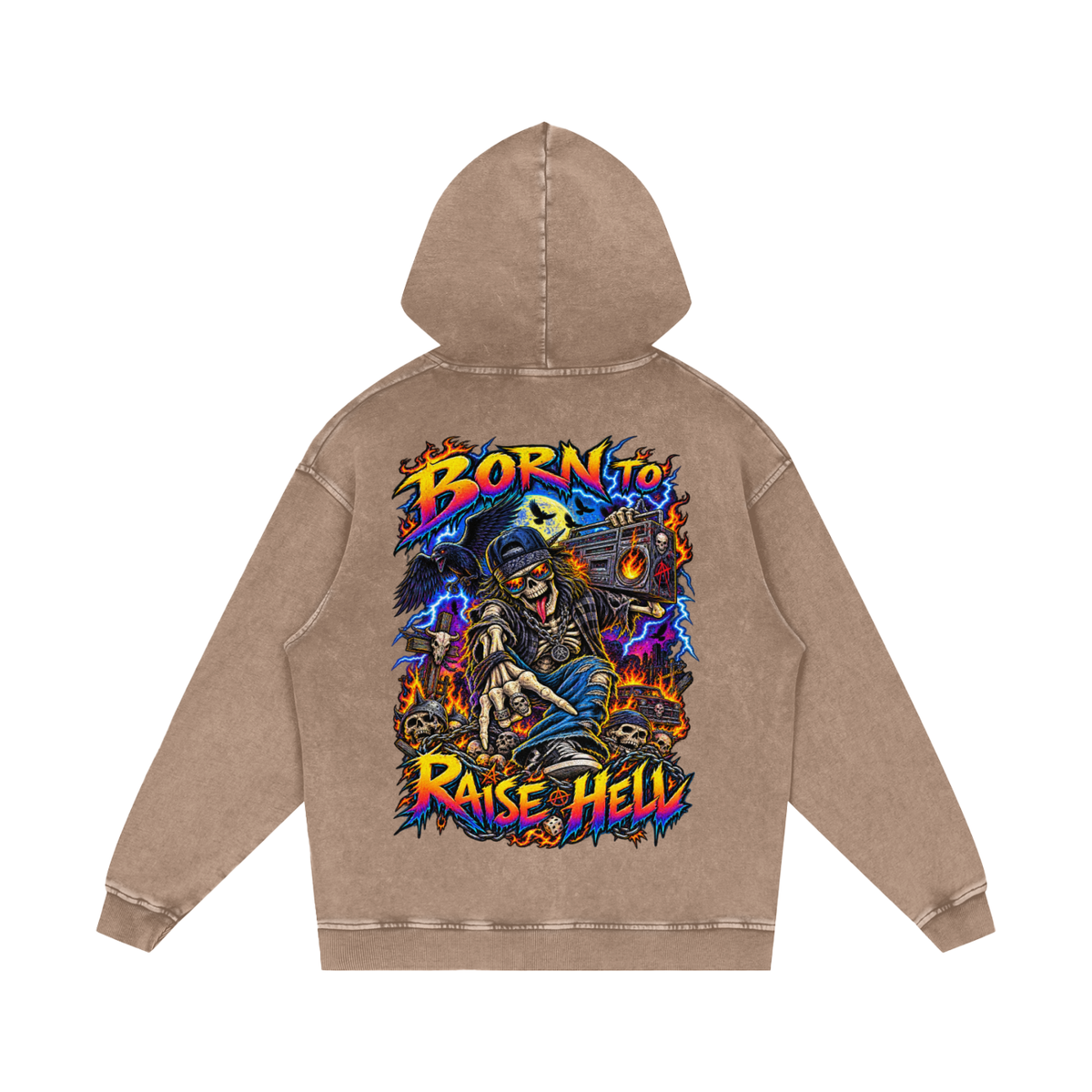 Snow Washed Loose Cotton Hoodie