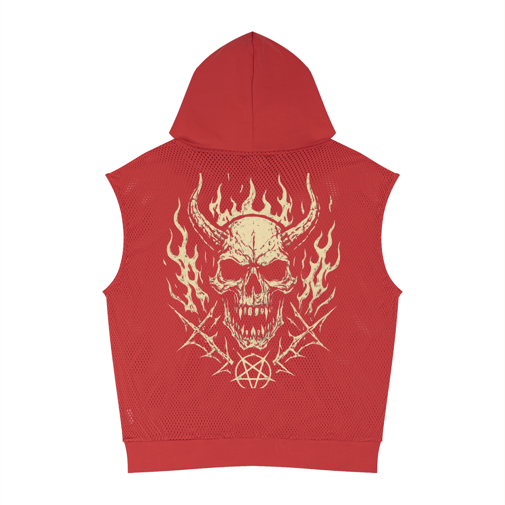 Unisex Panel Mesh Sleeveless Hoodie