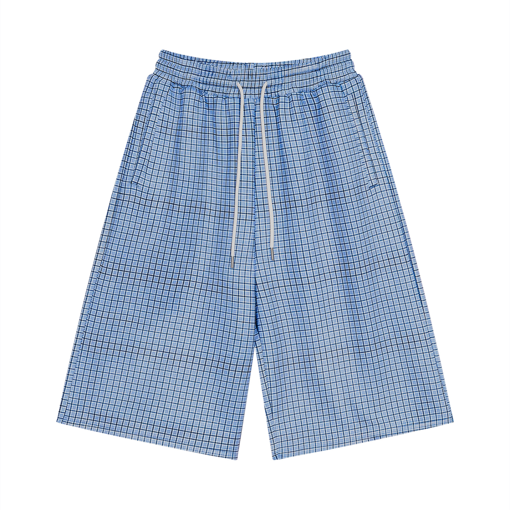 Unisex Plaid Drawstring Shorts