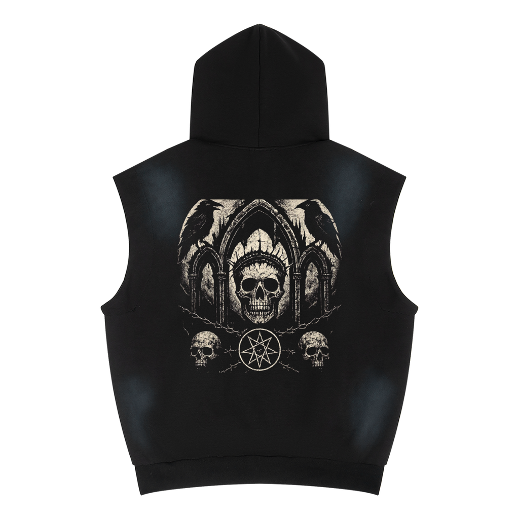 Unisex Vintage Wash Sun Fade Sleeveless Hoodie