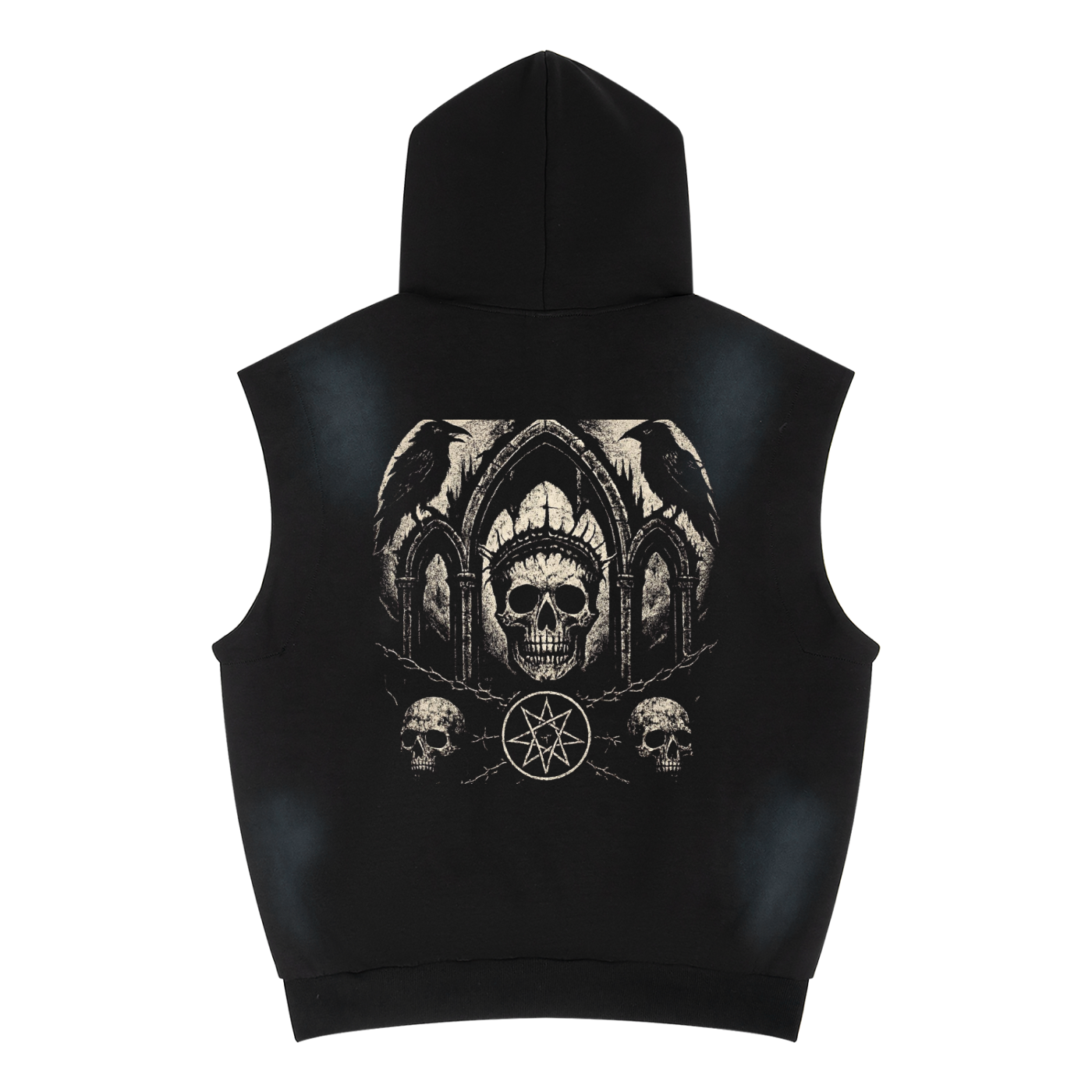 Unisex Vintage Wash Sun Fade Sleeveless Hoodie
