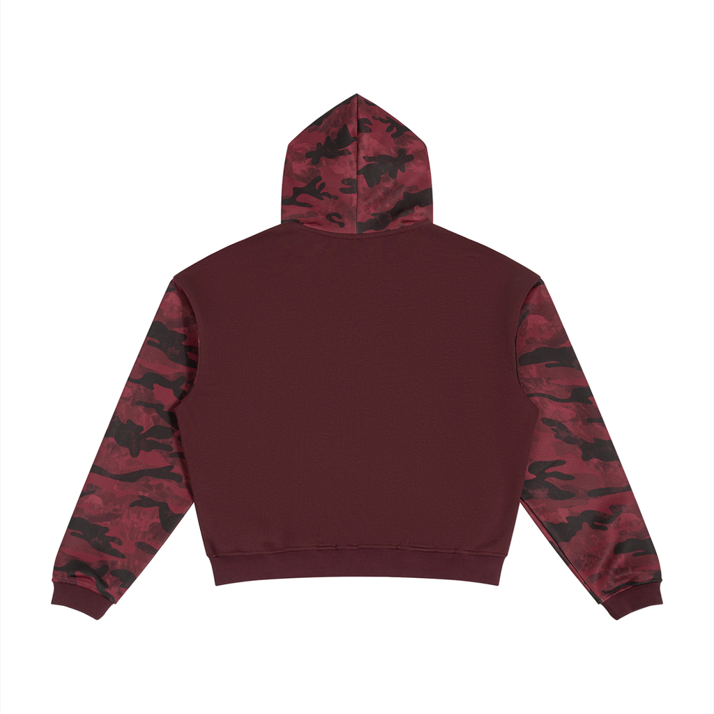 Unisex Colorblock Camo Full Zip Boxy Hoodie