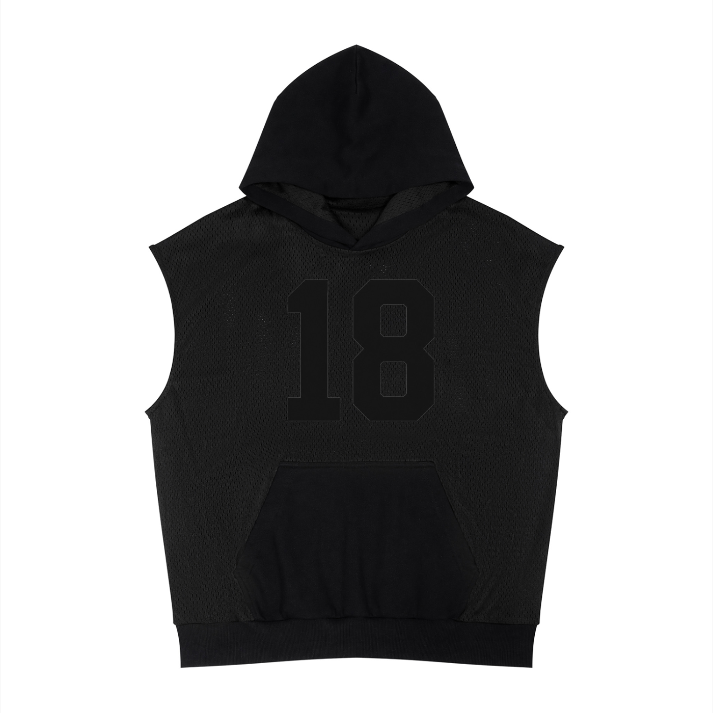 Unisex Panel Mesh Sleeveless Hoodie
