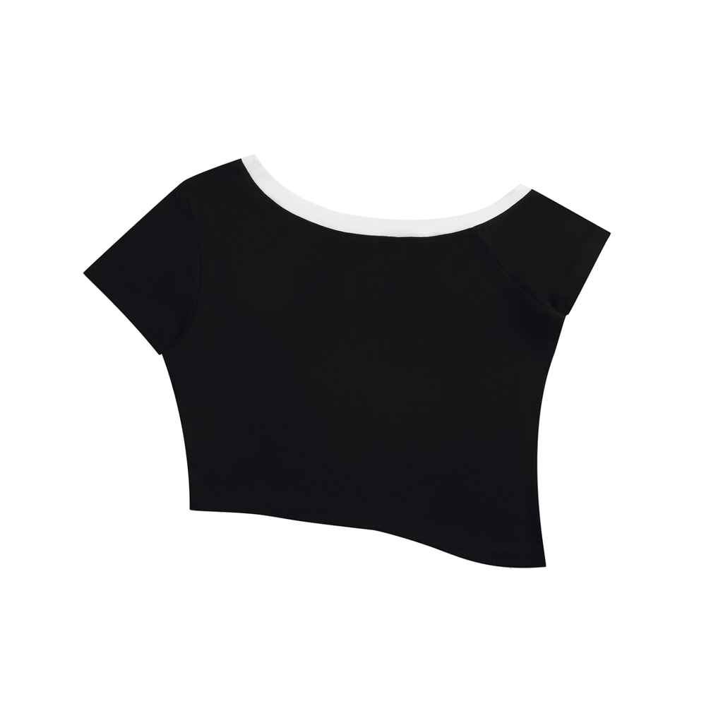 Women's Color Block Off-the-Shoulder T-Shirt