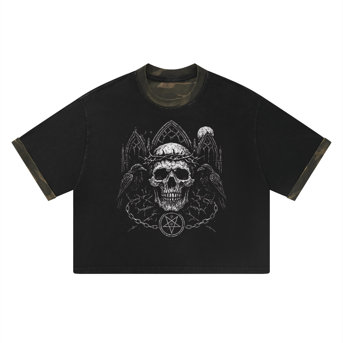 Unisex Mineral Washed Boxy Panel T-Shirt