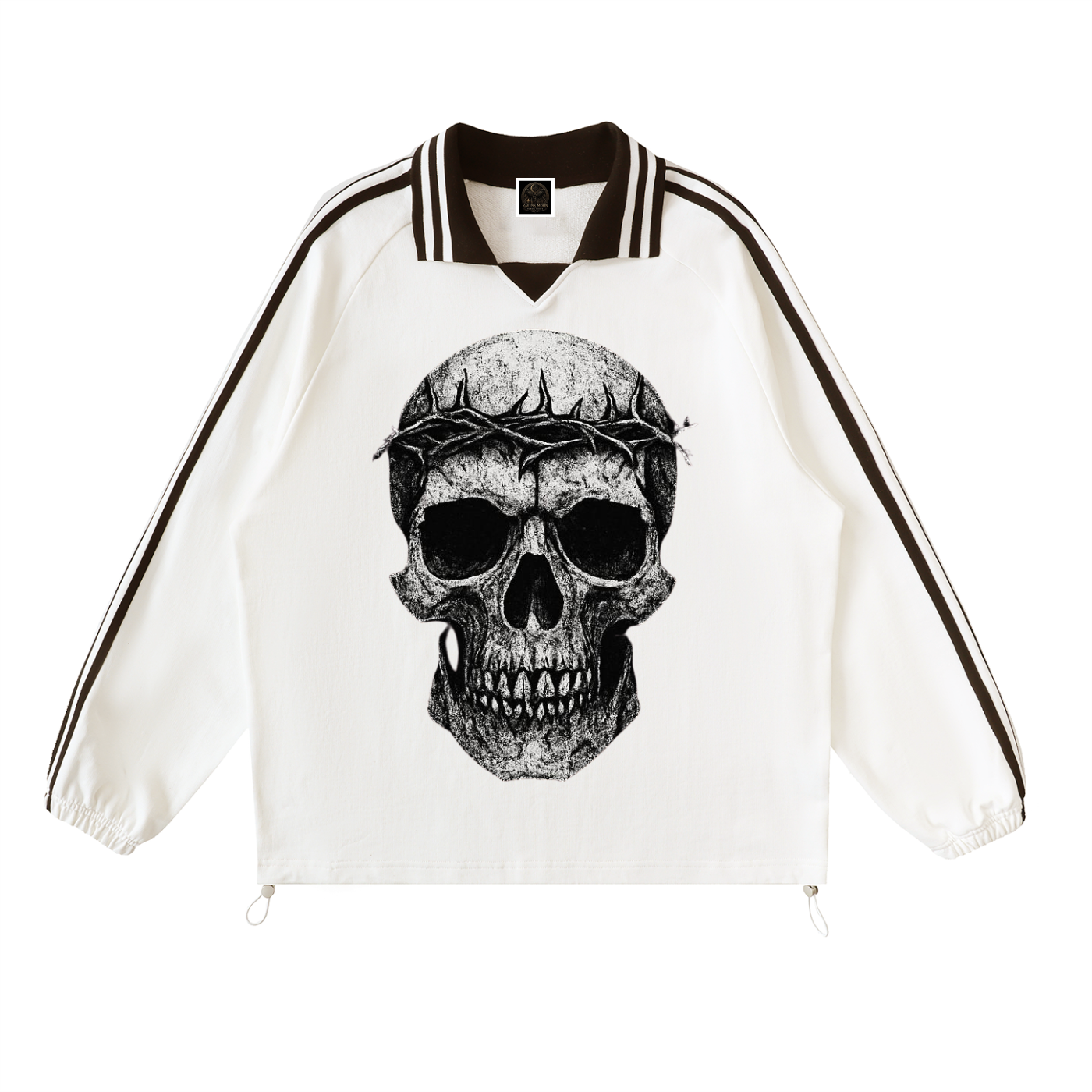 Contrast Striped Lapel Collar Sweatshirt
