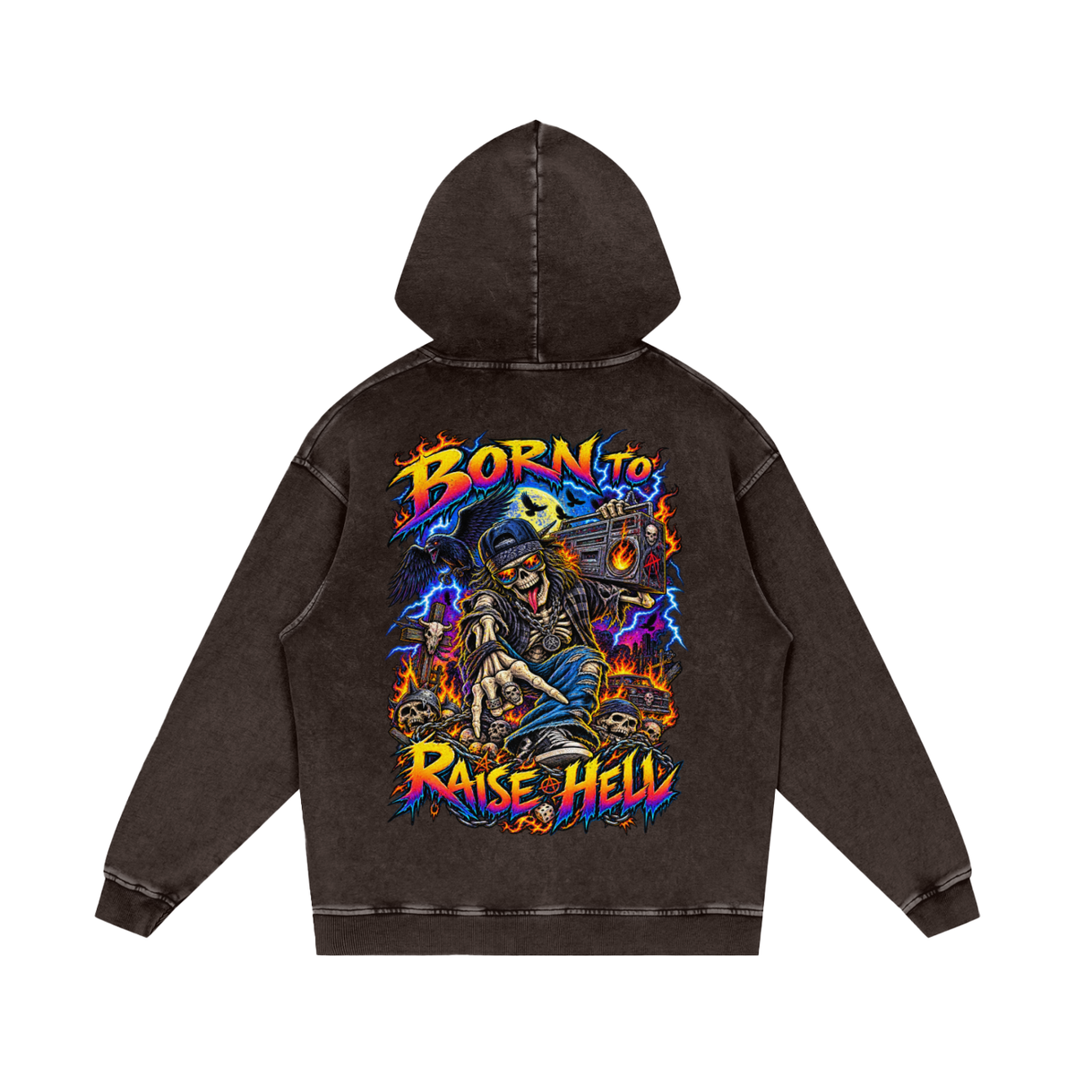 Snow Washed Loose Cotton Hoodie