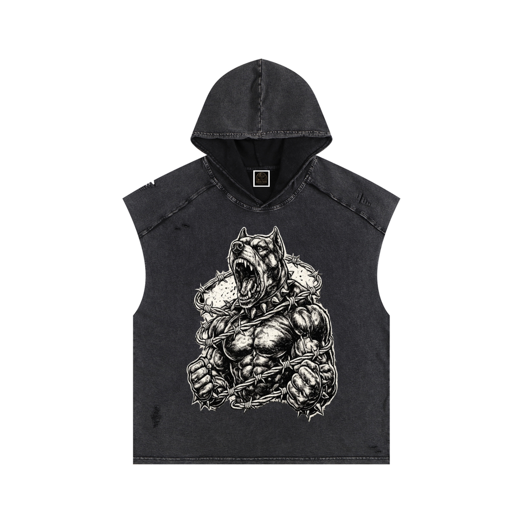 Snow Washed Boxy Hooded Tank Top