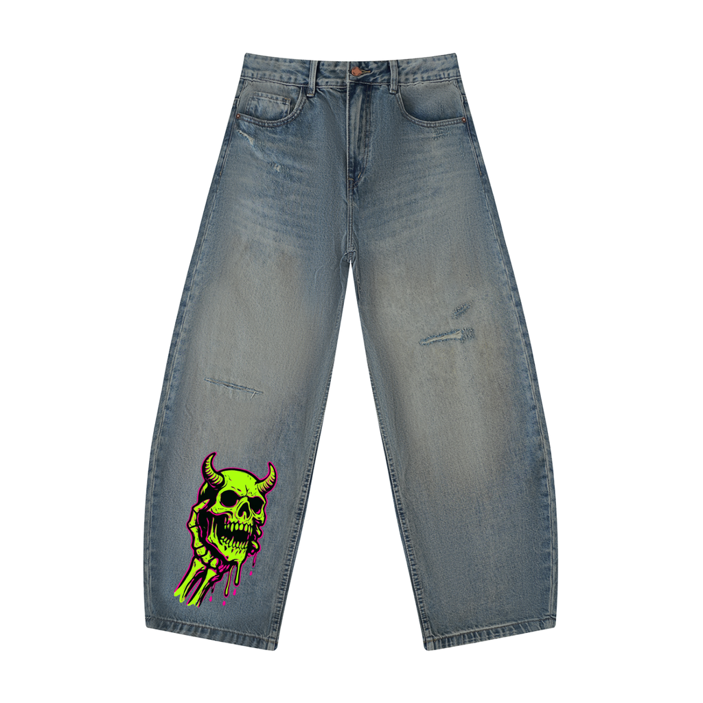 Men's Distressed Barrel Leg Jeans