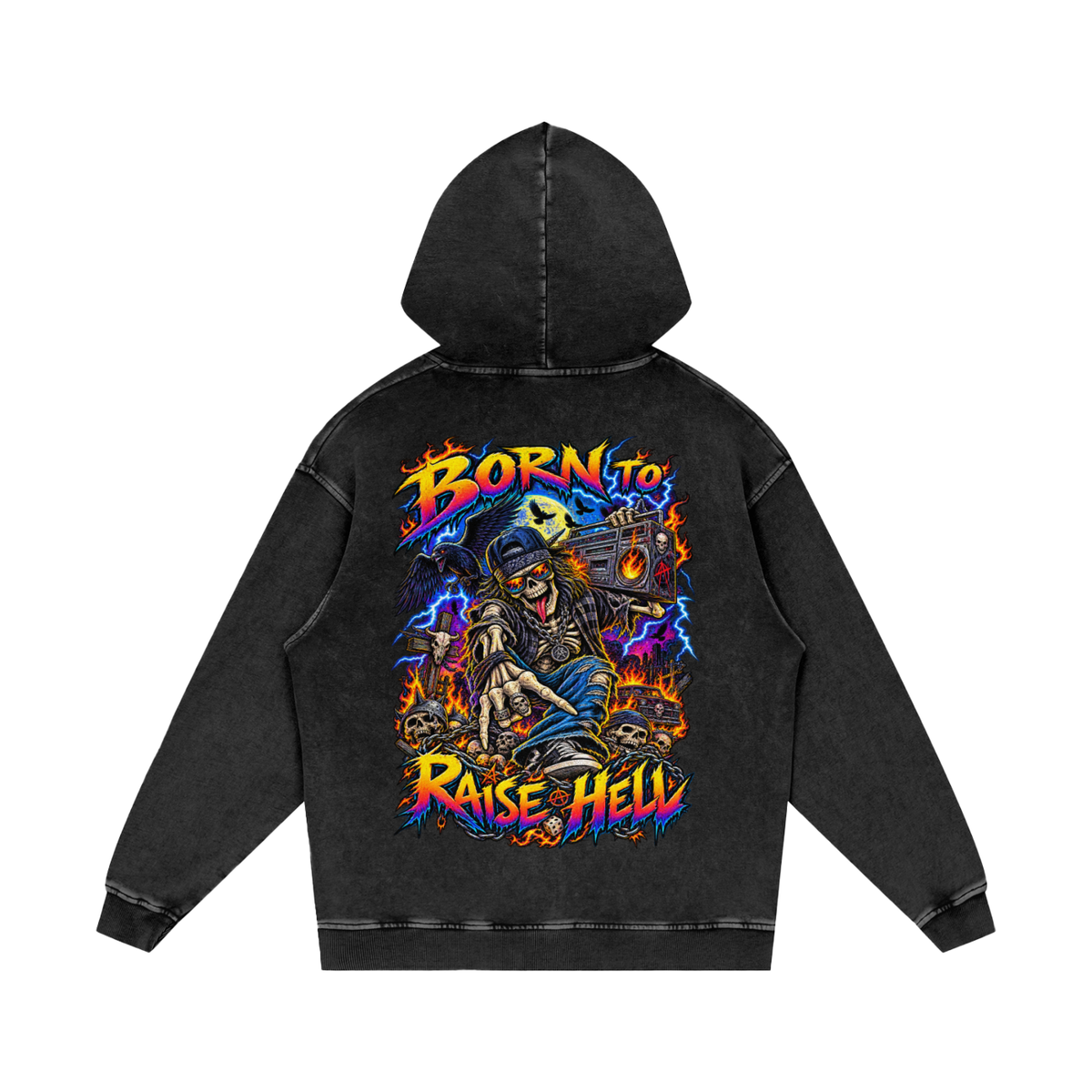 Snow Washed Loose Cotton Hoodie